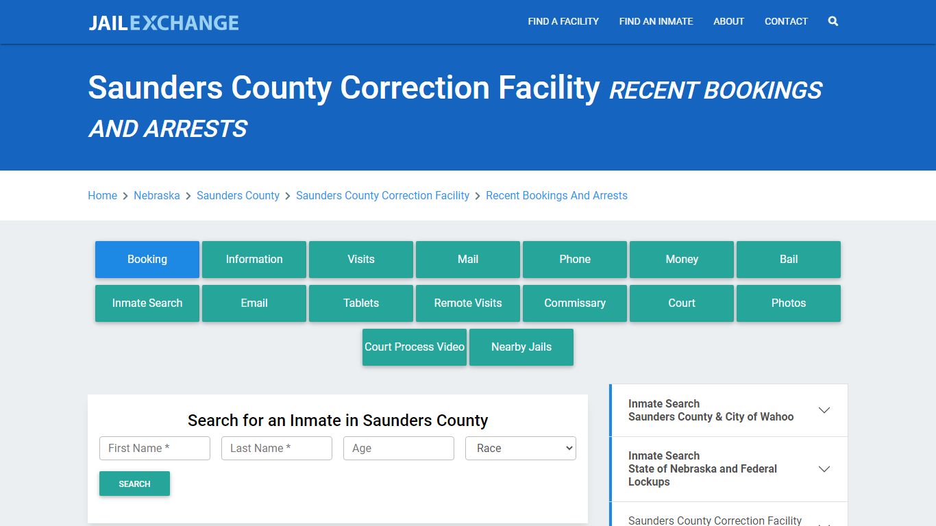 Saunders County Correction Facility Recent Bookings And Arrests